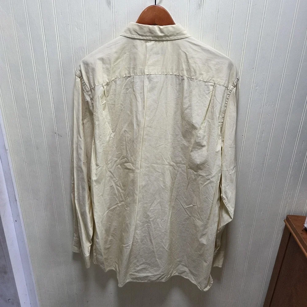 Banana Republic Shirt Mens XL Beige Solid Long Sleeve Pockets Button Up Casual